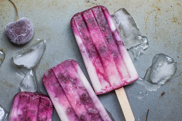 Home-made Popsicles Made With Cherries.