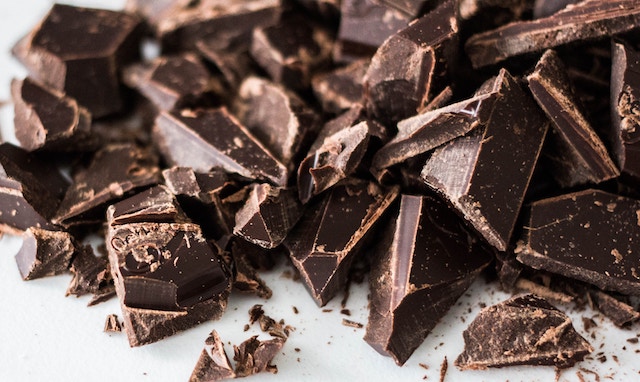 Pieces of Dark Chocolate, a great dessert for healthy skin.