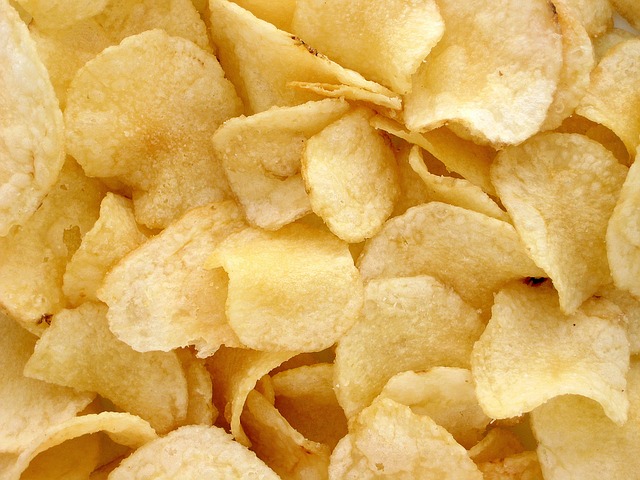 pile of processed potato chips.