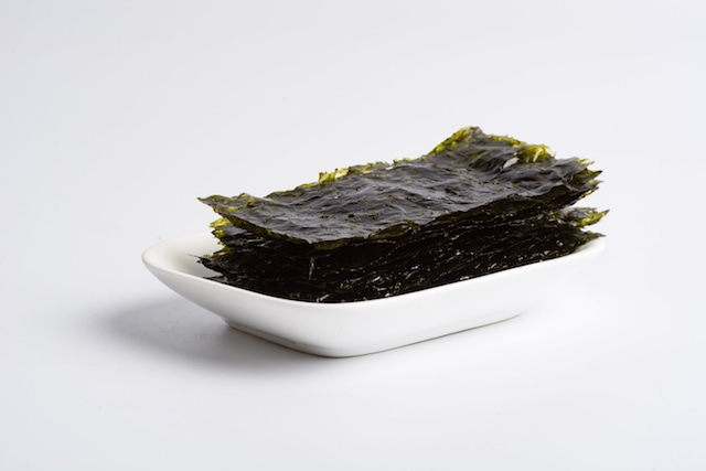 a bowl of roasted seaweed.