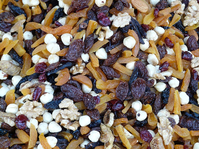 an assortment of trail mix, a perfect healthy snack for work. 