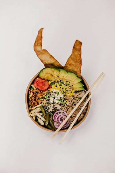 Salmon and Avocado poke bowl