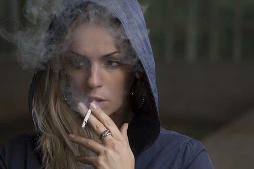 Girl smoking a cigarette